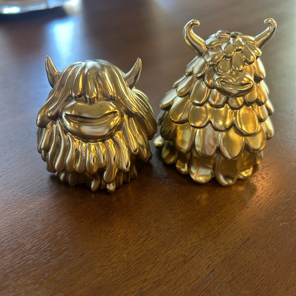 L’Objet Haas Niki Simon Gold Monster Figurine Salt and Pepper Shakers - New